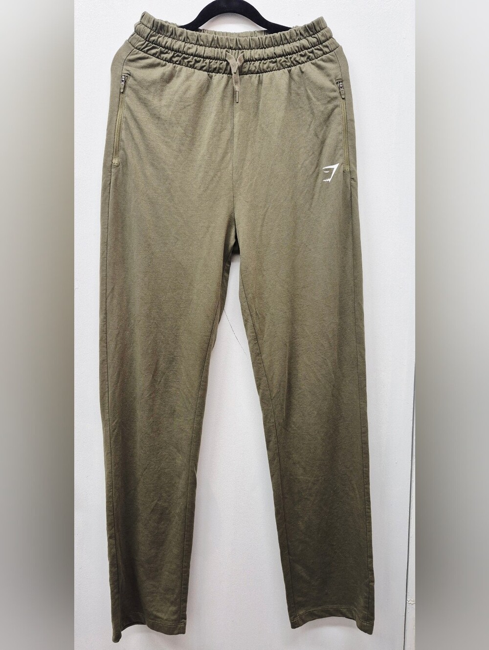 🌼5/$20 Gymshark Green Olive Slim Joggers Pants Logo Zipper Pockets